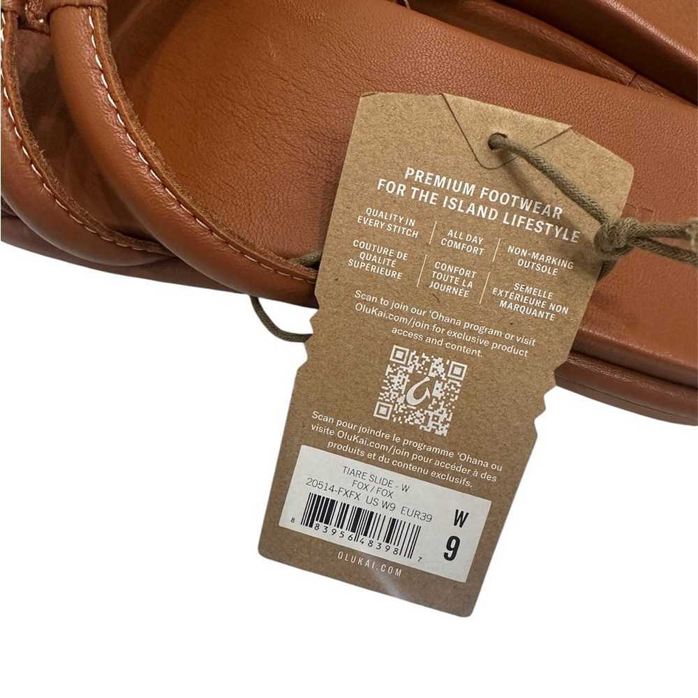 Olukai Women's NWT Tiare Slide Comfort Sandal Fox Brown Leather Size 9 - Picture 7 of 7